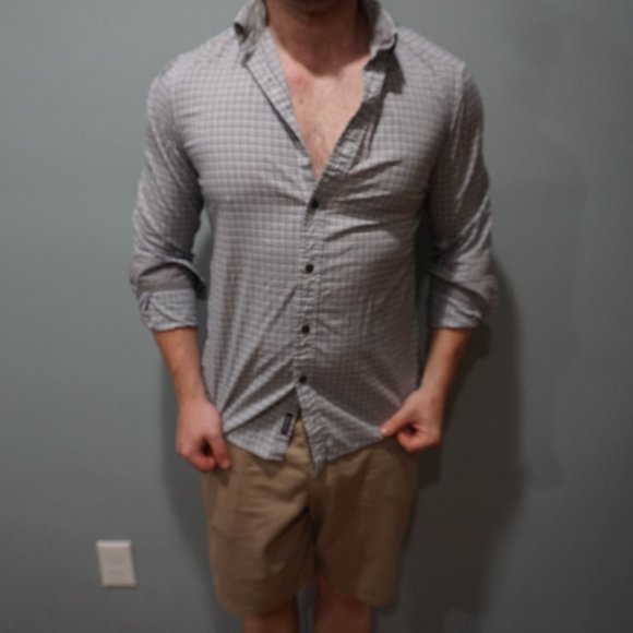 White/Gray Plaid Shirt with - Picture 1 of 2